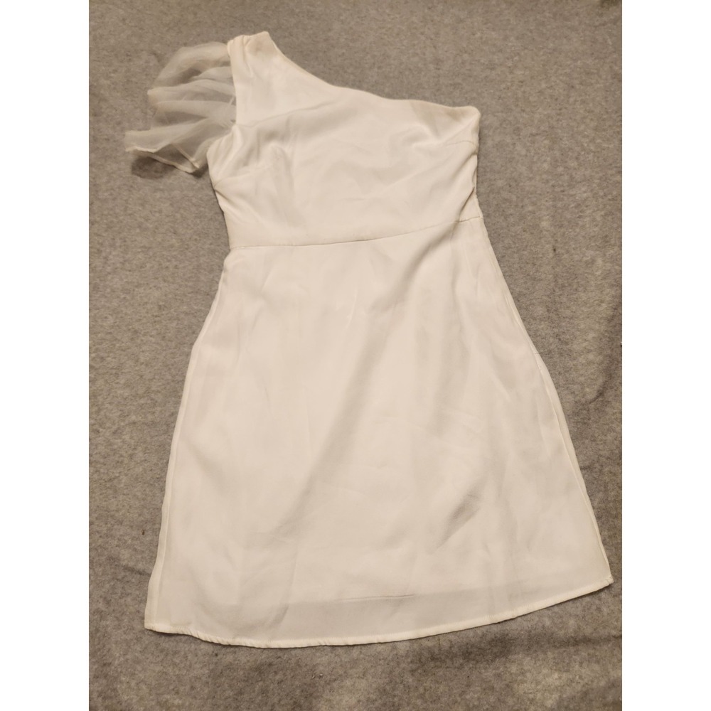 TCEC White One Shoulder Mini‎ Dress Cocktail Women's Medium Bodycon Party Dress